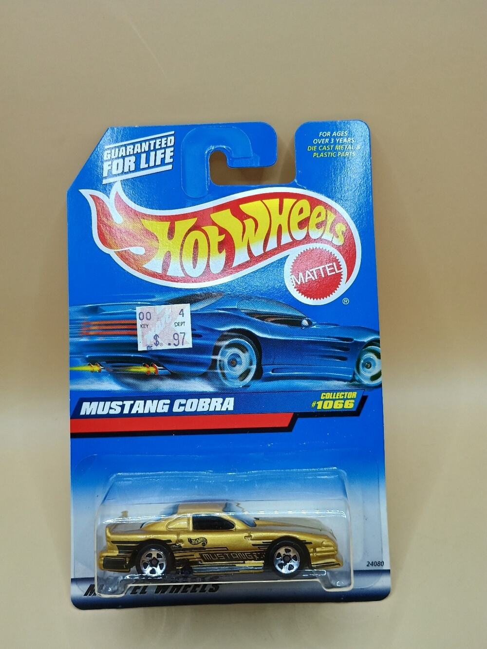 Vintage Hot Wheels Mustang Cobra 1998 Blue & White Card #1066